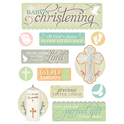 Paper House Productions - 3 Dimensional Stickers - Baby Christening