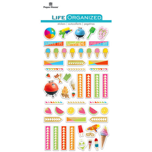 Paper House Productions - Life Organized Collection - Epoxy Stickers - Summer Fun with Foil Accents