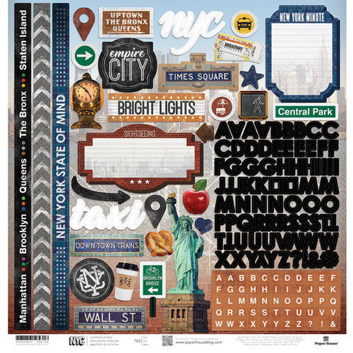Paper House Productions - New York City Collection - 12 x 12 Cardstock Stickers