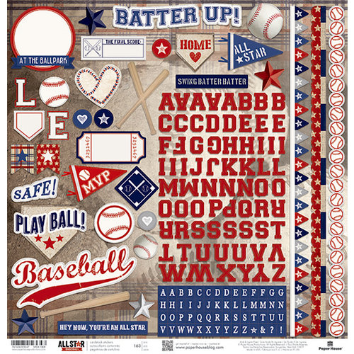 Paper House Productions - All Star Collection - Baseball - 12 x 12 Cardstock Stickers