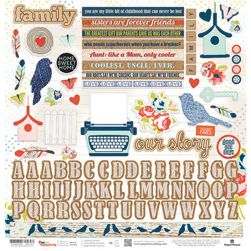 Paper House Productions - One Big Happy Family Collection - 12 x 12 Cardstock Stickers