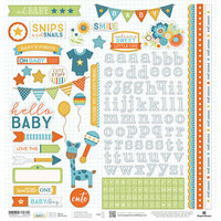 Paper House Productions - Hello Baby Boy Collection - 12 x 12 Cardstock Stickers