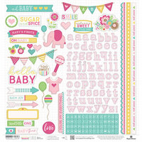 Paper House Productions - Hello Baby Girl Collection - 12 x 12 Cardstock Stickers