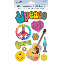 Paper House Productions - Flower Power Collection - 3 Dimensional Cardstock Stickers with Bling and Glitter Accents - Peace