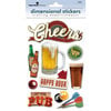 Paper House Productions - Beer Collection - 3 Dimensional Cardstock Stickers with Foil Glitter and Glossy Accents - Cheers