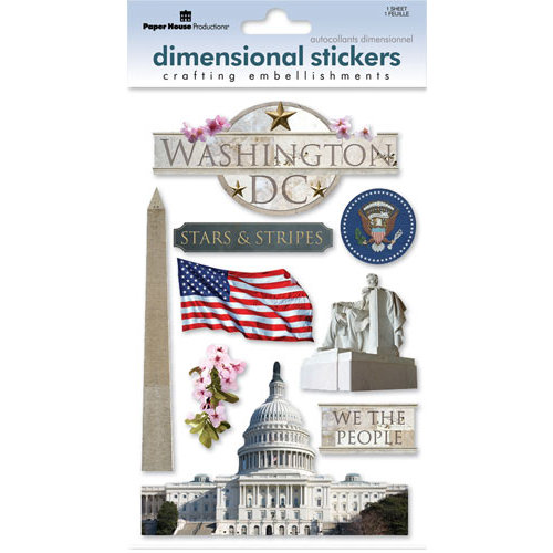 Paper House Productions - Washington DC Collection - 3 Dimensional Cardstock Stickers with Foil and Glitter Accents - Washington DC
