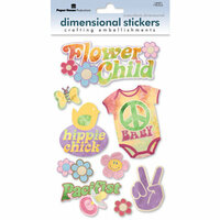 Paper House Productions - Flower Child Collection - 3 Dimensional Cardstock Stickers with Flocked and Glossy Accents - Flower Child