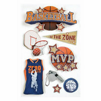 Paper House Productions - Basketball Collection - 3 Dimensional Cardstock Stickers with Foil and Glossy Accents - Basketball