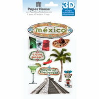 Paper House Productions - Mexico Collection - 3 Dimensional Cardstock Stickers with Bling and Glitter Accents - Mexico