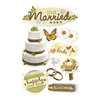 Paper House Productions - Just Married Collection - 3 Dimensional Cardstock Stickers with Bling Foil and Glitter Accents - Just Married