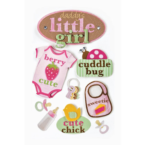 Paper House Productions - Baby Girl Collection - 3 Dimensional Cardstock Stickers with Bling Flocked and Glossy Accents - Little Girl
