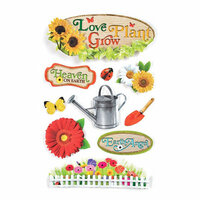 Paper House Productions - Gardening Collection - 3 Dimensional Cardstock Stickers with Foil Glitter and Glossy Accents- Gardening