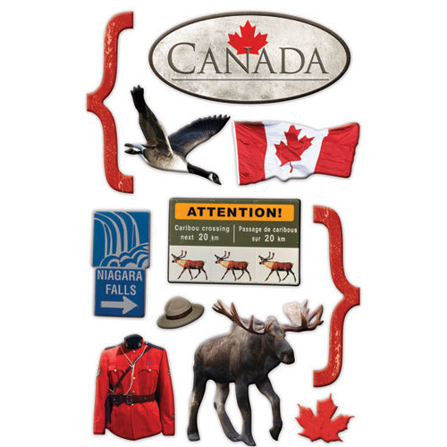 Paper House Productions - Canada Collection - 3 Dimensional Chipboard Stickers - Canada