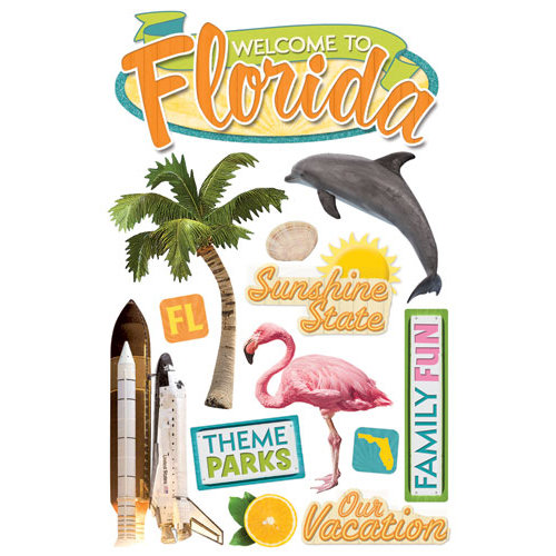 Paper House Productions - Florida Collection - 3 Dimensional Cardstock Stickers - Florida