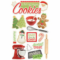 Paper House Productions - 3 Dimensional Cardstock Stickers with Foil and Glitter Accents - Christmas Cookies