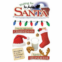 Paper House Productions - Christmas - 3 Dimensional Cardstock Stickers with Foil Gem and Glitter Accents - Waiting For Santa