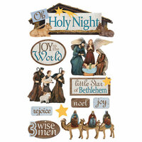 Paper House Productions - Christmas - 3 Dimensional Cardstock Stickers with Glitter Accents - Holy Night