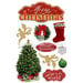 Paper House Productions - 3 Dimensional Cardstock Stickers with Foil Gem and Glitter Accents - Merry Christmas