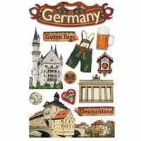 Paper House Productions - Germany Collection - 3 Dimensional Cardstock Stickers with Glitter and Jewel Accents - Germany