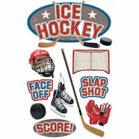 Paper House Productions - 3 Dimensional Cardstock Stickers with Foil Accents - Ice Hockey