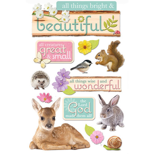 Paper House Productions - 3 Dimensional Cardstock Stickers with Glitter and Jewel Accents - All Things Beautiful
