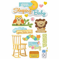 Paper House Productions - 3 Dimensional Cardstock Stickers with Flocked and Glitter Accents - Sleeping Baby