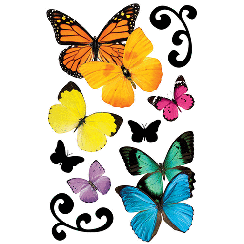 Paper House Productions - 3 Dimensional Cardstock Stickers with Glitter and Jewel Accents - Butterflies