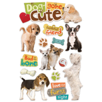 Paper House Productions - 3 Dimensional Cardstock Stickers with Glitter and Glossy Accents - Dog Gone Cute