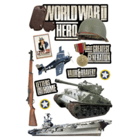 Paper House Productions - 3 Dimensional Cardstock Stickers with Foil and Glossy Accents - World War II