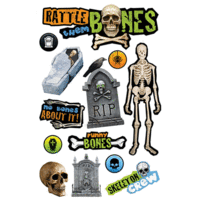 Paper House Productions - 3 Dimensional Cardstock Stickers with Glitter Glossy and Jewel Accents - Rattle Them Bones