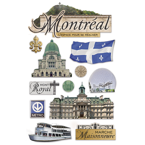 Paper House Productions - 3 Dimensional Cardstock Stickers with Foil Glitter and Glossy Accents - Montreal