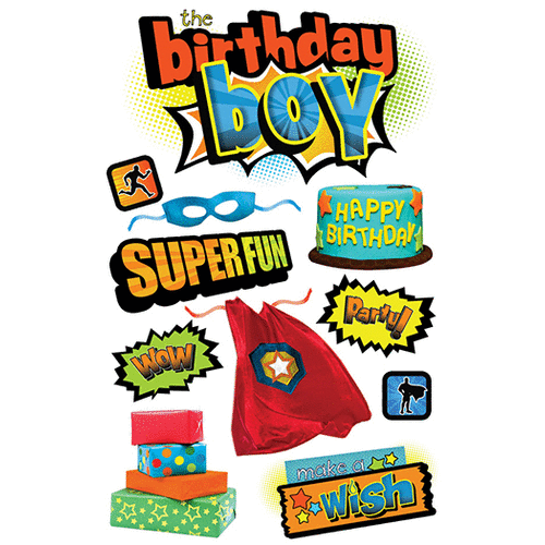 Paper House Productions - 3 Dimensional Cardstock Stickers with Foil Accents - Birthday Boy