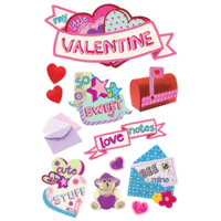 Paper House Productions - 3 Dimensional Cardstock Stickers with Glitter Glossy and Jewel Accents - Little Valentine