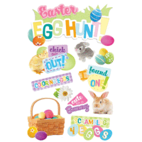 Paper House Productions - 3 Dimensional Cardstock Stickers with Glitter and Jewel Accents - Easter Egg Hunt