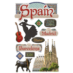 Paper House Productions - 3 Dimensional Stickers  with Glitter and Jewel Accents - Spain