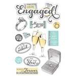 Paper House Productions - 3 Dimensional Stickers with Jewel and Glitter Accents - Engaged