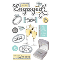 Paper House Productions - 3 Dimensional Stickers with Jewel and Glitter Accents - Engaged