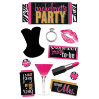 Paper House Productions - 3 Dimensional Stickers with Foil Glitter and Jewel Accents - Bachelorette Party