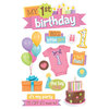 Paper House Productions - 3 Dimensional Stickers with Glitter Accents - 1st Birthday - Girl