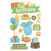 Paper House Productions - 3 Dimensional Stickers with Glitter and Epoxy AccentsÂ - 1st Birthday - Boy