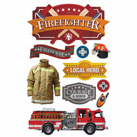 Paper House Productions - 3 Dimensional Stickers with Foil Accents- Firefighter