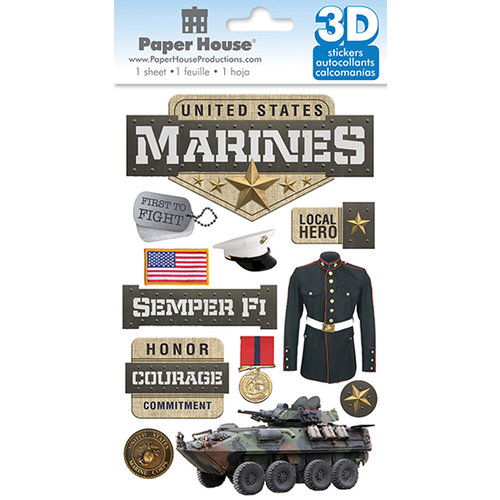 Paper House Productions - 3 Dimensional Stickers with Foil Accents - Marines