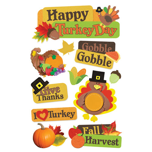 Paper House Productions - 3 Dimensional Cardstock Stickers - Happy Turkey Day