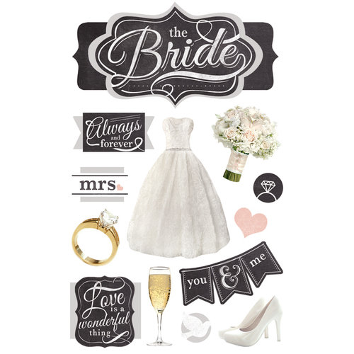 Paper House Productions - 3 Dimensional Cardstock Stickers - The Bride