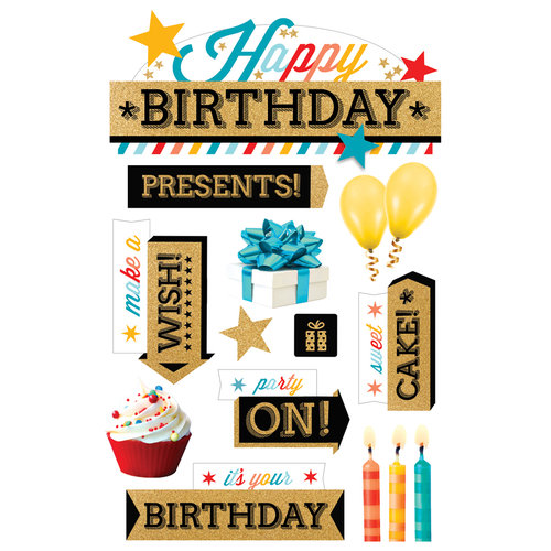 Paper House Productions - 3 Dimensional Layered Stickers - Happy Birthday 2