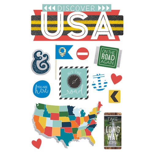 Paper House Productions - Discover USA Collection - 3 Dimensional Cardstock Stickers