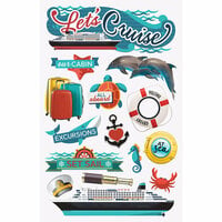 Paper House Productions - 3 Dimensional Cardstock Stickers - Let's Cruise with Foil Accents