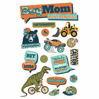 Paper House Productions - 3 Dimensional Cardstock Stickers - Boy Mom with Foil Accents