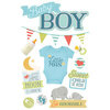 Paper House Productions - 3 Dimensional Layered Cardstock Stickers - Baby Boy with Foil and Glitter Accents