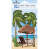 Paper House Productions - 3D Scenes - 3 Dimensional Cardstock Stickers with Glitter Accents - Tropical Beach